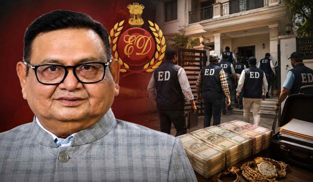 रायपुर और धमतरी में ED की छापेमारी के दौरान जांच करते अधिकारी