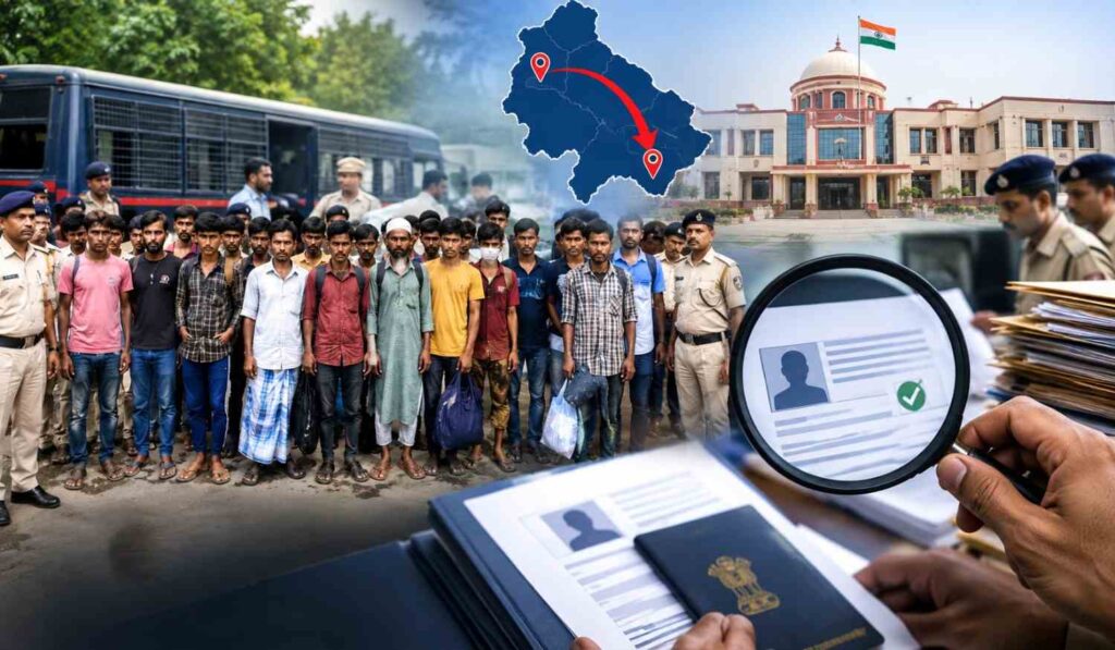 बिलासपुर में 23 संदिग्ध लोगों के दस्तावेजों की जांच करती पुलिस